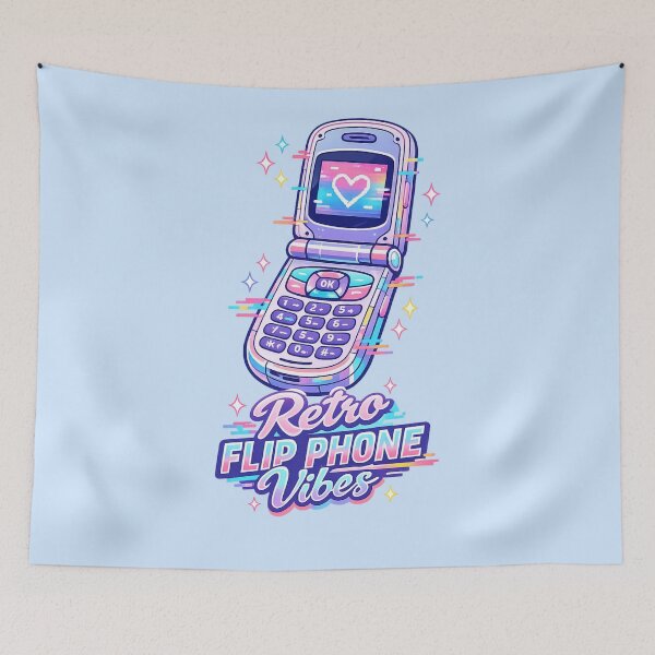 Item preview, Retro Flip Phone Vibes | Y2K Vaporwave Neon Aesthetic Sticker designed and sold by PopCulturePixel.