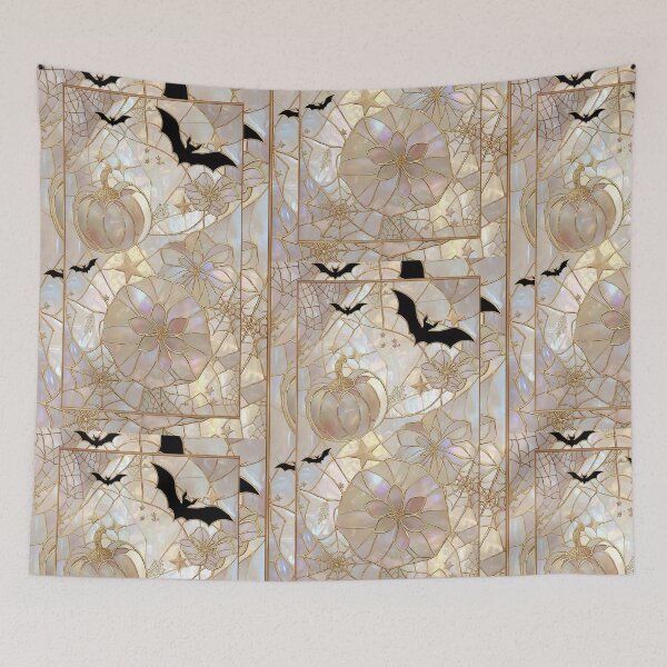 Item preview, Halloween bats, pumpkins, and golden cobwebs designed and sold by BriSher.