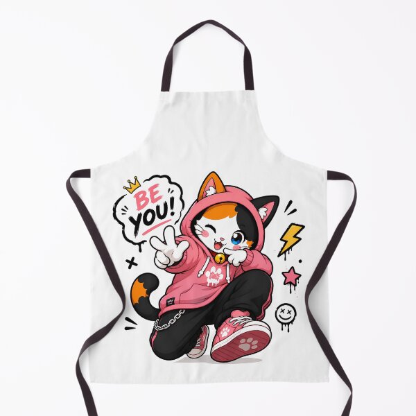 Item preview, Be You Kawaii Cat – Cute Streetwear Kitty in Pink Hoodie Motivational Sticker designed and sold by PuffyInk.