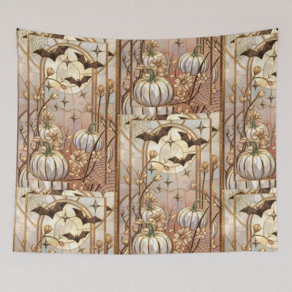 Item preview, Full moon, pearl pumpkins and golden bats designed and sold by BriSher.