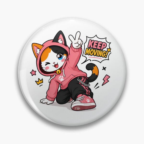 Item preview, Keep Moving Kawaii Cat Hoodie – Cute Motivational Anime Streetwear Design designed and sold by PuffyInk.