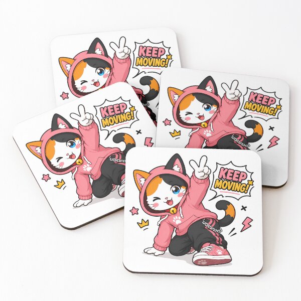 Item preview, Keep Moving Kawaii Cat Hoodie – Cute Motivational Anime Streetwear Design designed and sold by PuffyInk.