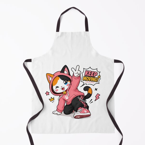 Item preview, Keep Moving Kawaii Cat Hoodie – Cute Motivational Anime Streetwear Design designed and sold by PuffyInk.