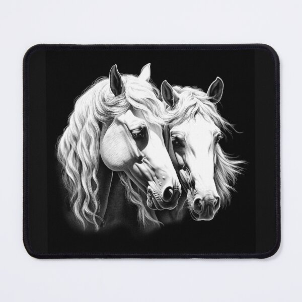 Item preview, White Horses Black and White Romantic Equine Portrait designed and sold by inkoutninja.