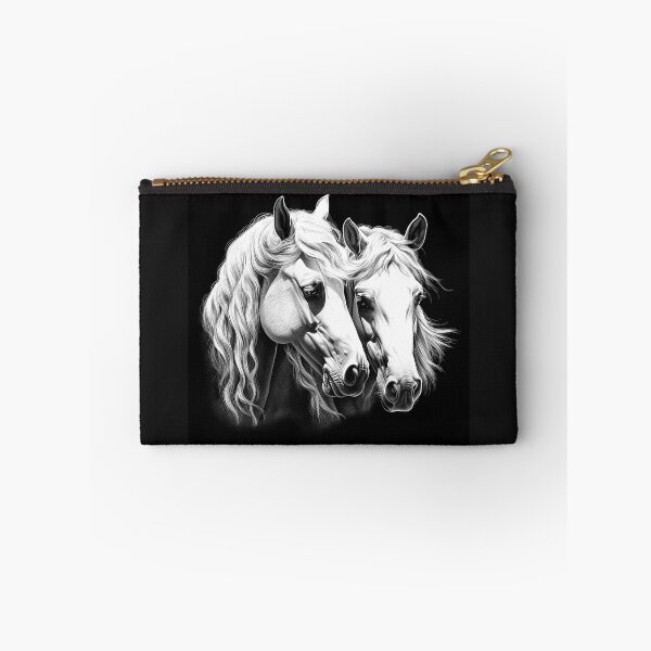 Item preview, White Horses Black and White Romantic Equine Portrait designed and sold by inkoutninja.