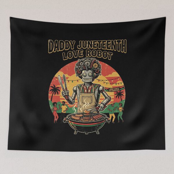 Item preview, Daddy Juneteenth Love Robot Funny BBQ Dad Afro Futuristic Retro Design for Black Freedom Celebration designed and sold by Im-Ara.