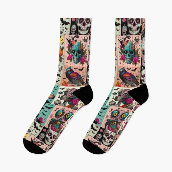 Item preview, Whimsical Skulls and Bats in Colorful Death Collage designed and sold by BriSher.