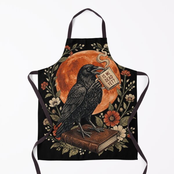 Item preview, Funny Raven Drinking Coffee Is Me Dead Yet Dark Academia Moon designed and sold by haitrieuic96.