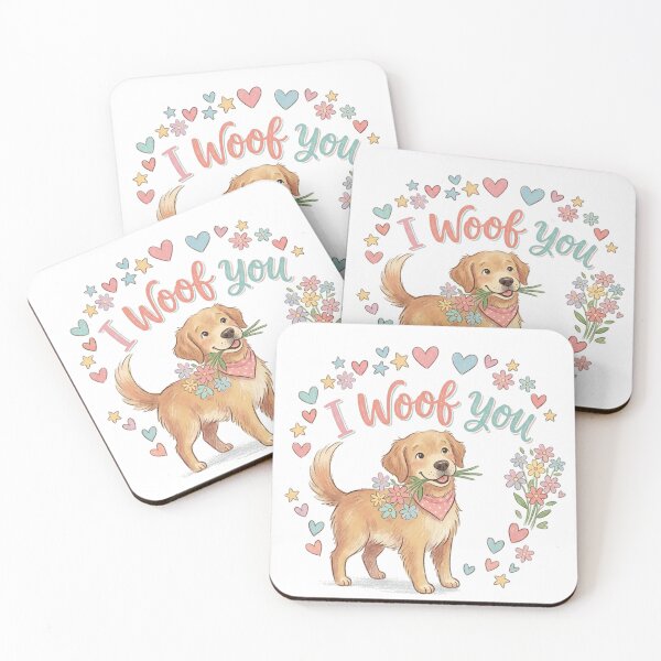 Item preview, I Woof You Cute Golden Retriever Valentine Aesthetic Dog Lover Design designed and sold by SoftPawsAtelier.
