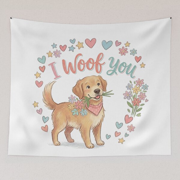 Item preview, I Woof You Cute Golden Retriever Valentine Aesthetic Dog Lover Design designed and sold by SoftPawsAtelier.