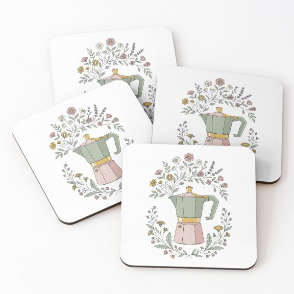 Item preview, Vintage Moka Pot with Wildflowers Botanical Art designed and sold by Retrotech Lab.