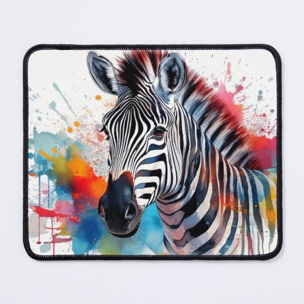 Item preview, Colorful loose splash watercolor painting of a Zebra designed and sold by CattlettArt.