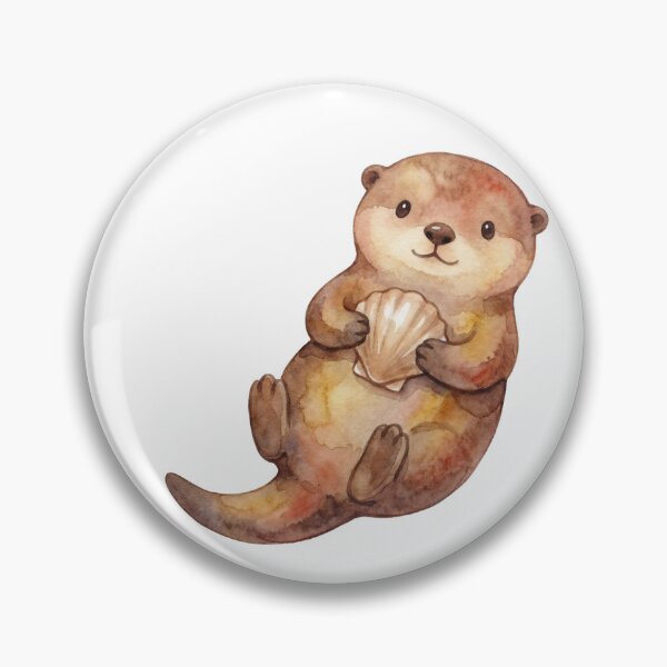 Item preview, Watercolor Otters with Seashell Sticker Pack  designed and sold by AnimaliaStar.