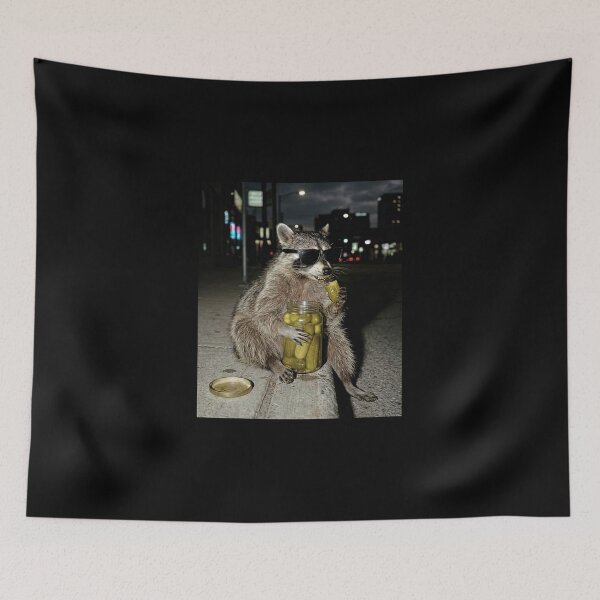 Item preview, Funny Raccoon Eating Pickles Meme designed and sold by AtanacioBridget.