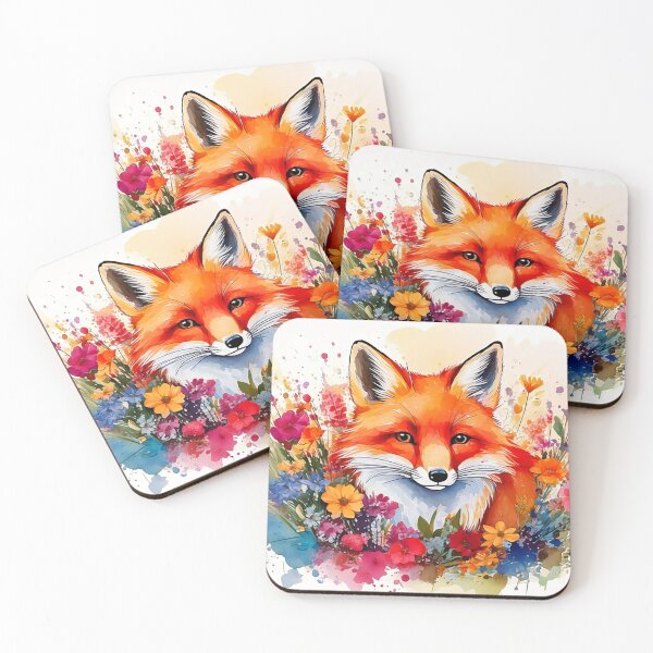 Item preview, Vibrant Red Fox in Wildflowers – Whimsical Watercolor Animal Art - Nature Art - Fox designed and sold by CattlettArt.