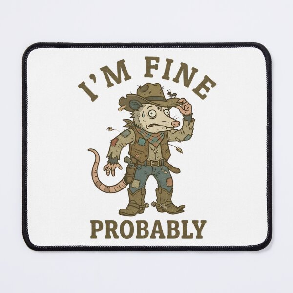 Item preview, Funny Cowboy Opossum I’m Fine Probably T-Shirt – Retro Chaos Meme designed and sold by DIRTYSKETCHH.