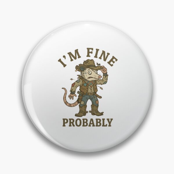 Item preview, Funny Cowboy Opossum I’m Fine Probably T-Shirt – Retro Chaos Meme designed and sold by DIRTYSKETCHH.