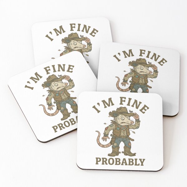 Item preview, Funny Cowboy Opossum I’m Fine Probably T-Shirt – Retro Chaos Meme designed and sold by DIRTYSKETCHH.