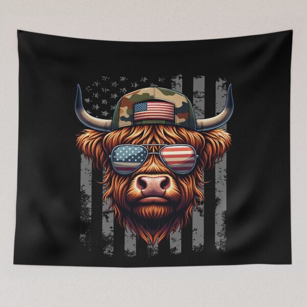 Item preview, Funny Highland Cow 4th July USA Flag America Boys Girls Kids designed and sold by rafaeltto.