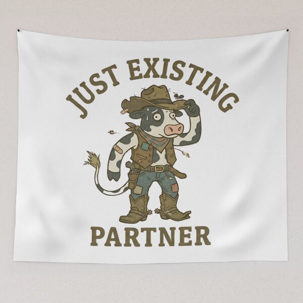 Item preview, Funny Cowboy Cow Just Existing Partner T-Shirt – Retro Western Humor designed and sold by DIRTYSKETCHH.