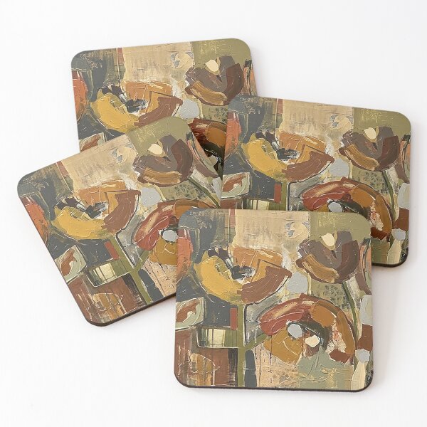 Item preview, Retro Painting of Flowers with earth tones and textures MCM Mid Century Modern designed and sold by CattlettArt.