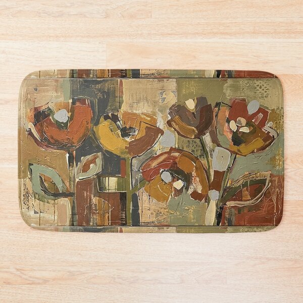 Item preview, Retro Painting of Flowers with earth tones and textures MCM Mid Century Modern designed and sold by CattlettArt.