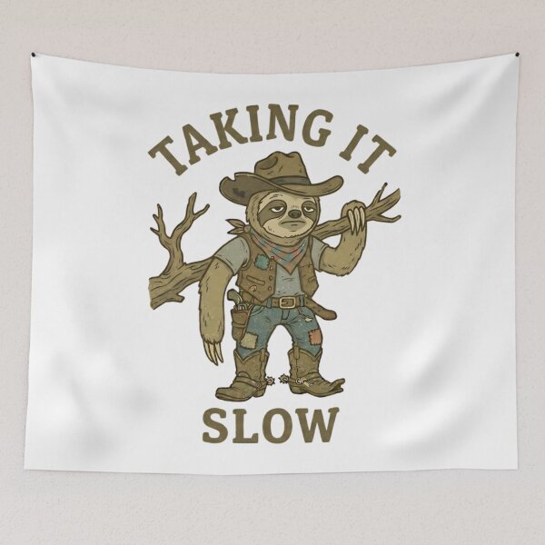 Item preview, Funny Cowboy Sloth Taking It Slow T-Shirt – Retro Chill Western Meme designed and sold by DIRTYSKETCHH.
