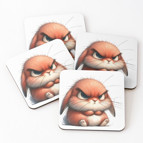 Item preview, Funny Grumpy Bunny Cynical Mood Cute 3D Cartoon Rabbit Gift designed and sold by LunaPixelStudio.
