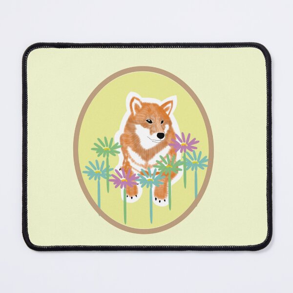 Item preview, Red Shiba Inu in a frame - yellow designed and sold by ShibaCruise-On.
