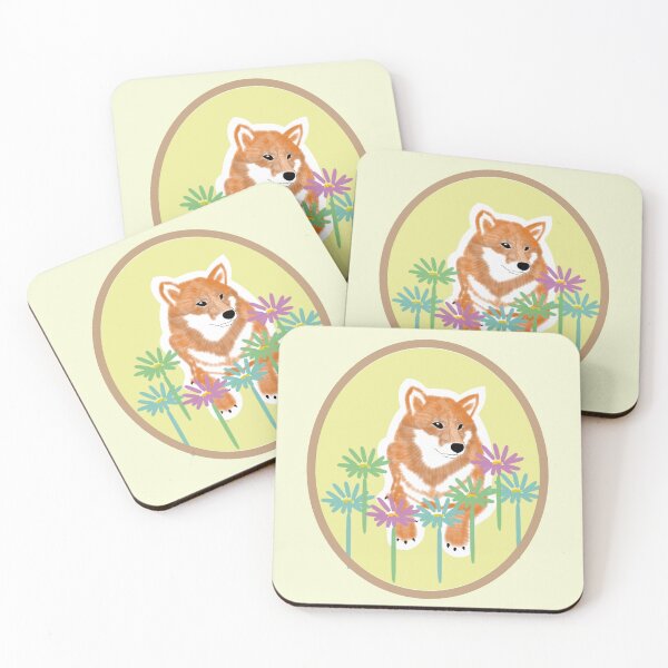 Item preview, Red Shiba Inu in a frame - yellow designed and sold by ShibaCruise-On.