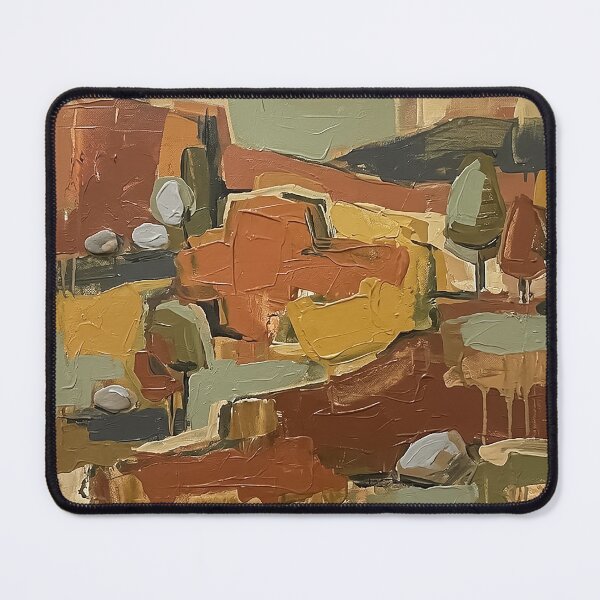 Item preview, Retro Landscape Painting with earth tones and textures MCM Mid Century Modern designed and sold by CattlettArt.
