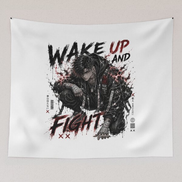 Item preview, Wake Up And Fight Anime Streetwear Art designed and sold by pradeepvisuals.