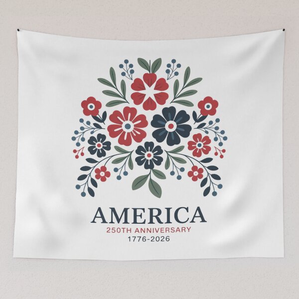 Item preview, USA 250th Anniversary 1776-2026 Floral Patriotic designed and sold by TyraYoung.