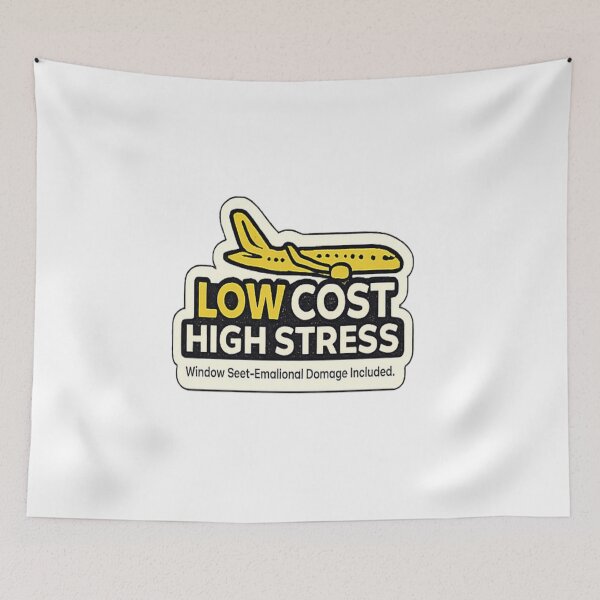 Item preview, Low Cost High Stress Funny Travel Sticker | Budget Flight Meme Design designed and sold by Artbysarmina.