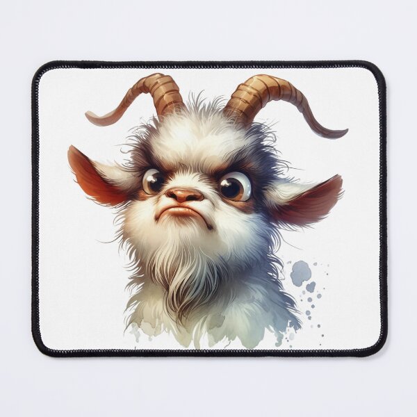 Item preview, Funny Grumpy Goat Cynical Mood Cute 3D Cartoon Farm Animal Gift designed and sold by LunaPixelStudio.