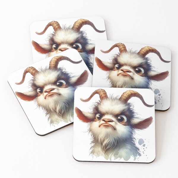 Item preview, Funny Grumpy Goat Cynical Mood Cute 3D Cartoon Farm Animal Gift designed and sold by LunaPixelStudio.