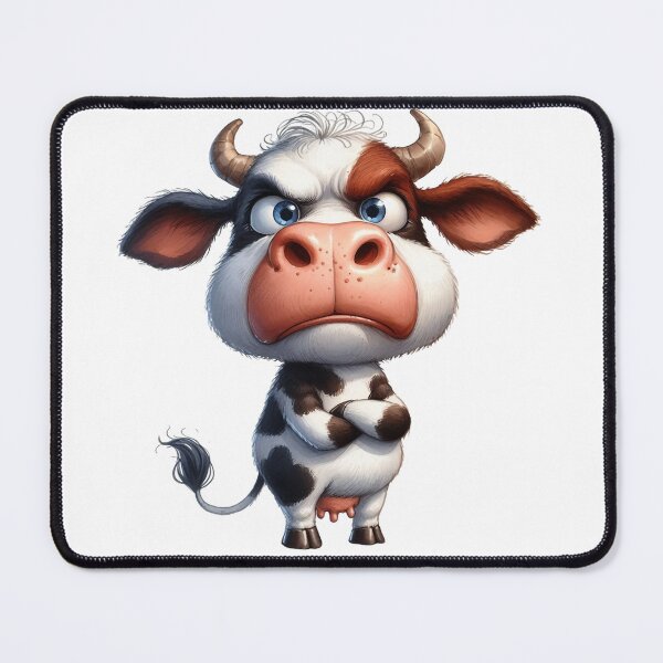 Item preview, Funny Grumpy Cow Crossed Arms Cynical Mood Cute 3D Cartoon Farm Animal designed and sold by LunaPixelStudio.