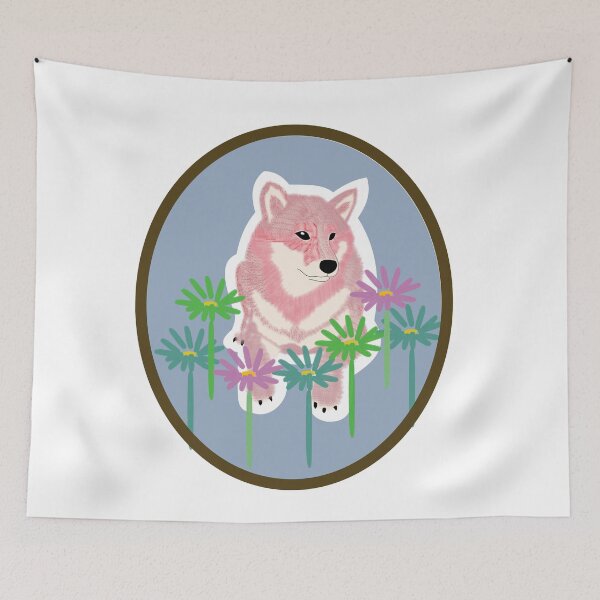 Item preview, Pink Shiba Inu in a frame - blue designed and sold by ShibaCruise-On.