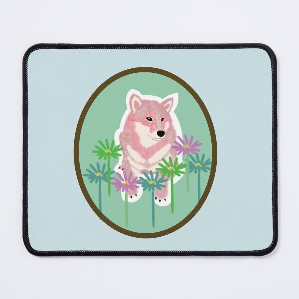 Item preview, Pink Shiba Inu in a frame - green designed and sold by ShibaCruise-On.