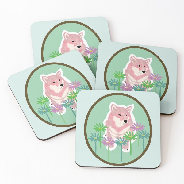 Item preview, Pink Shiba Inu in a frame - green designed and sold by ShibaCruise-On.