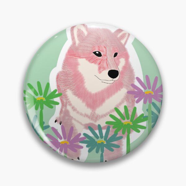 Item preview, Pink Shiba Inu in a frame - green designed and sold by ShibaCruise-On.