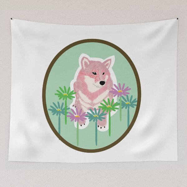 Item preview, Pink Shiba Inu in a frame - green designed and sold by ShibaCruise-On.