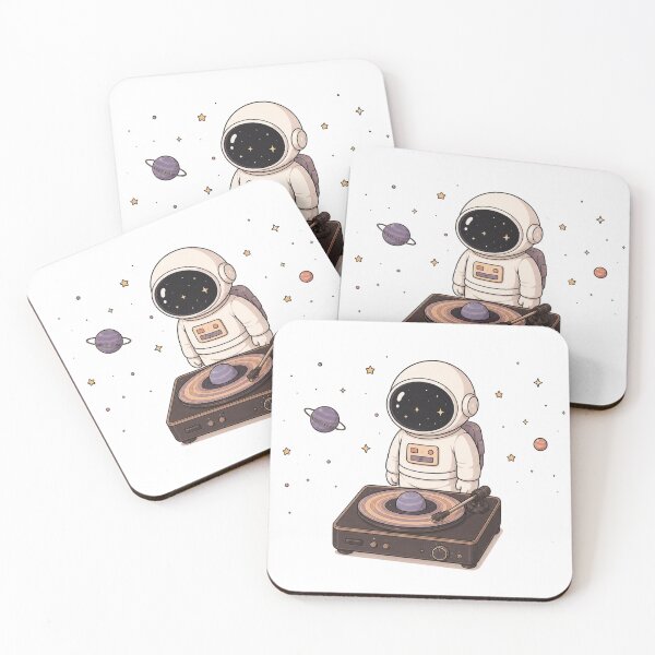 Item preview, Cute Astronaut Listening to Saturn Vinyl | Kawaii Space Turntable Aesthetic designed and sold by CosmicCutouts.