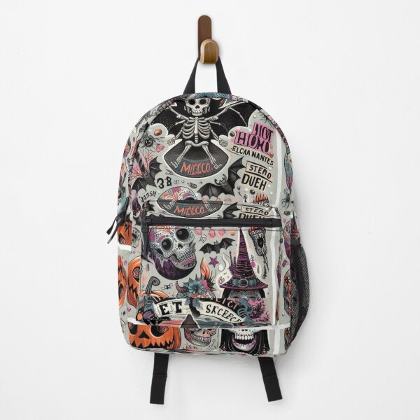Item preview,  Whimsical Skulls and Bats in Colorful Death Collage designed and sold by BriSher.
