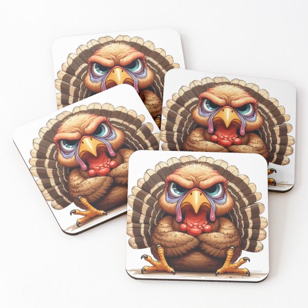 Item preview, Funny Grumpy Turkey Cynical Mood Cute 3D Cartoon Thanksgiving Animal designed and sold by LunaPixelStudio.