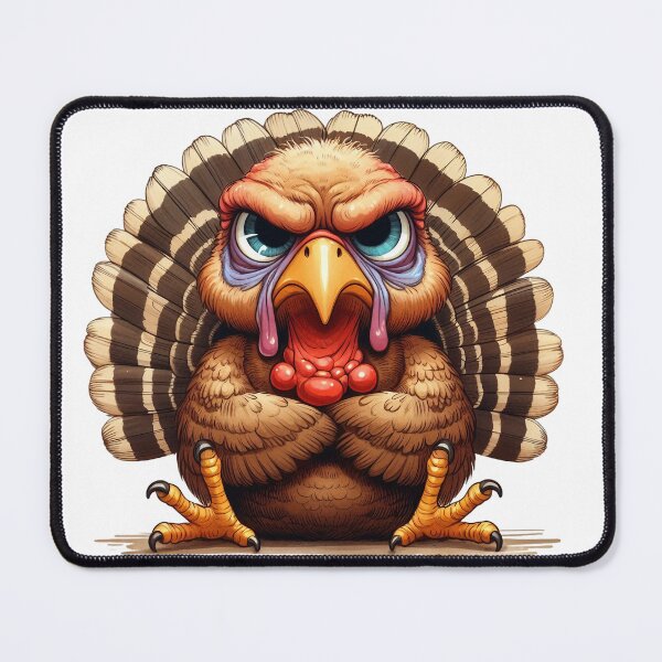 Item preview, Funny Grumpy Turkey Cynical Mood Cute 3D Cartoon Thanksgiving Animal designed and sold by LunaPixelStudio.