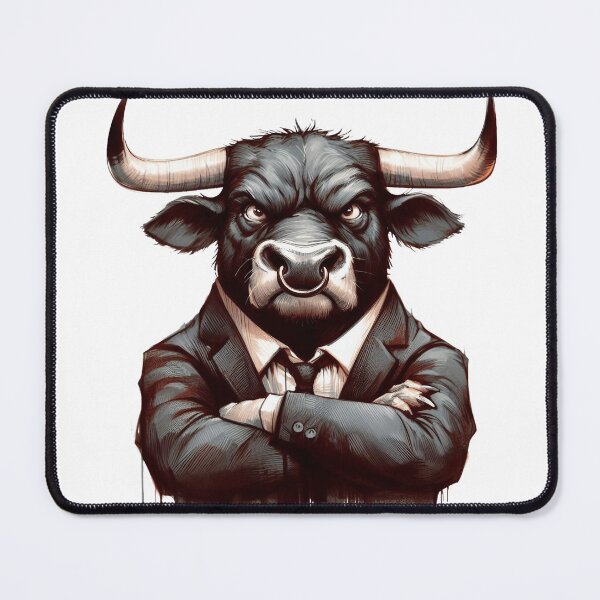 Item preview, Funny Grumpy Bull Angry Boss Cynical Mood Cute 3D Cartoon Animal Gift designed and sold by LunaPixelStudio.