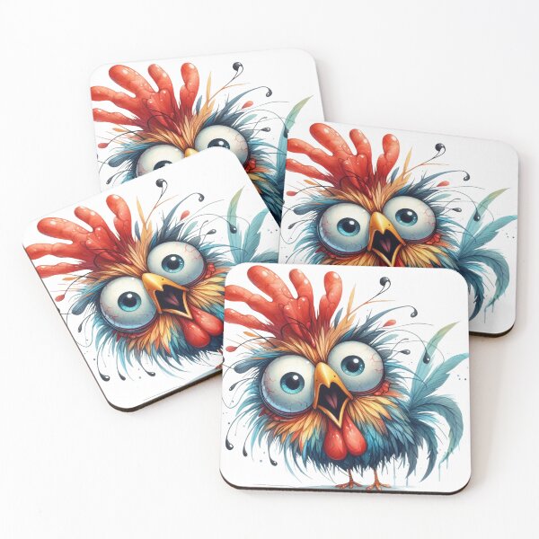 Item preview, Funny Panicked Rooster Chaotic Energy Over Caffeinated Cute 3D Cartoon Bird designed and sold by LunaPixelStudio.