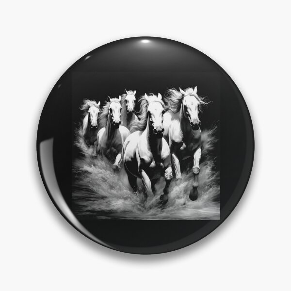 Item preview, Running White Horses Black and White Equine Art designed and sold by inkoutninja.