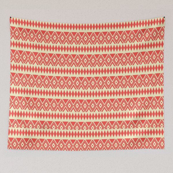 Item preview, Philippine Tribal Geometric Seamless Pattern – Red & Cream Ethnic Diamond Stripe Design designed and sold by Zaya_art.